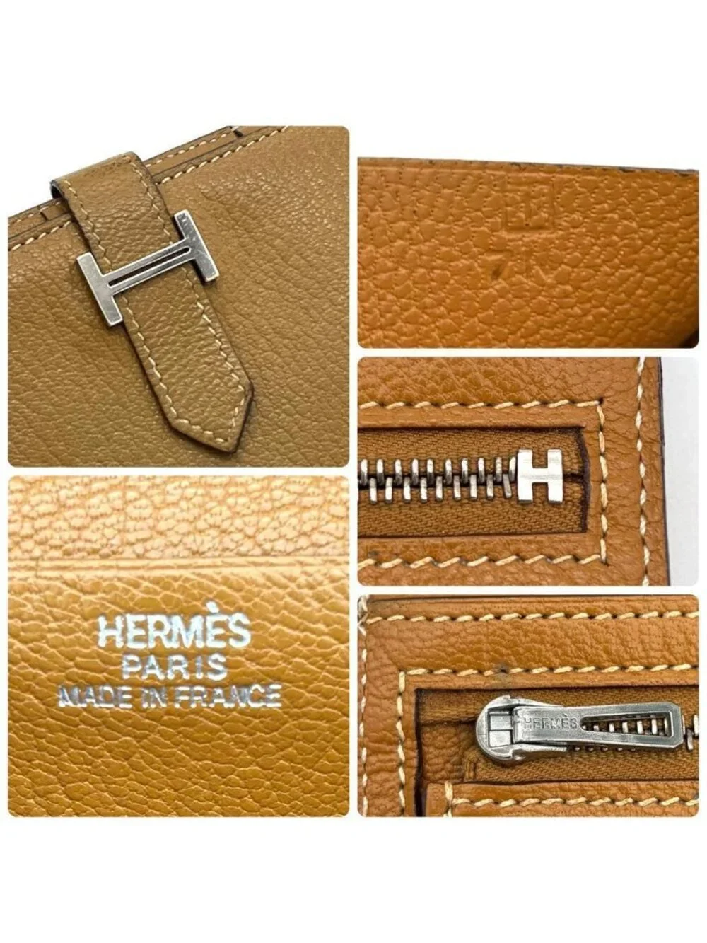 Hermes Bearn Souffle Classic Wallet Bifold Silver